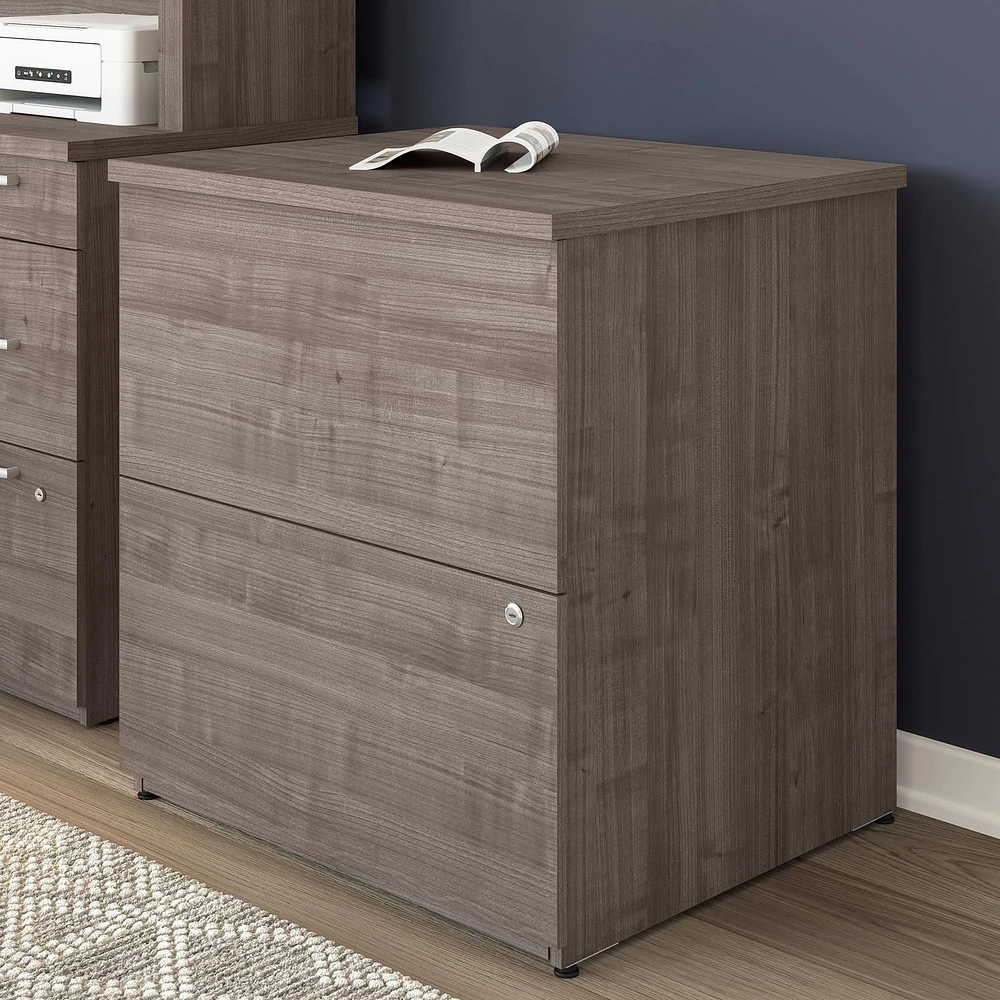 Bestar Logan 28W 2 Drawer Lateral File Cabinet in medium gray maple