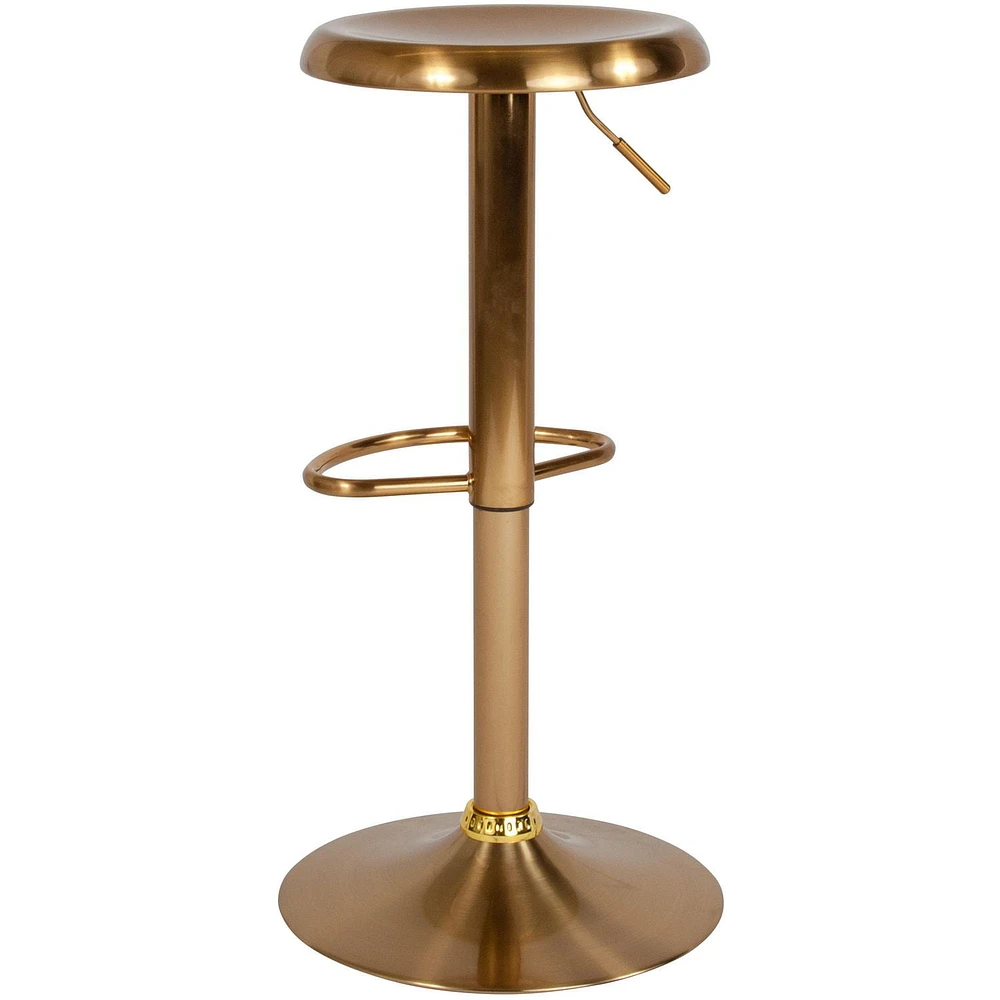 Tabouret de bar à hauteur réglable de la série Madrid au fini doré