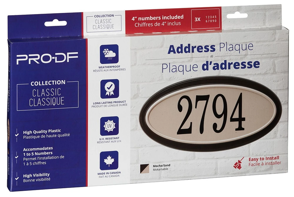 Plaque d'adresse classique ovale PRO-DF