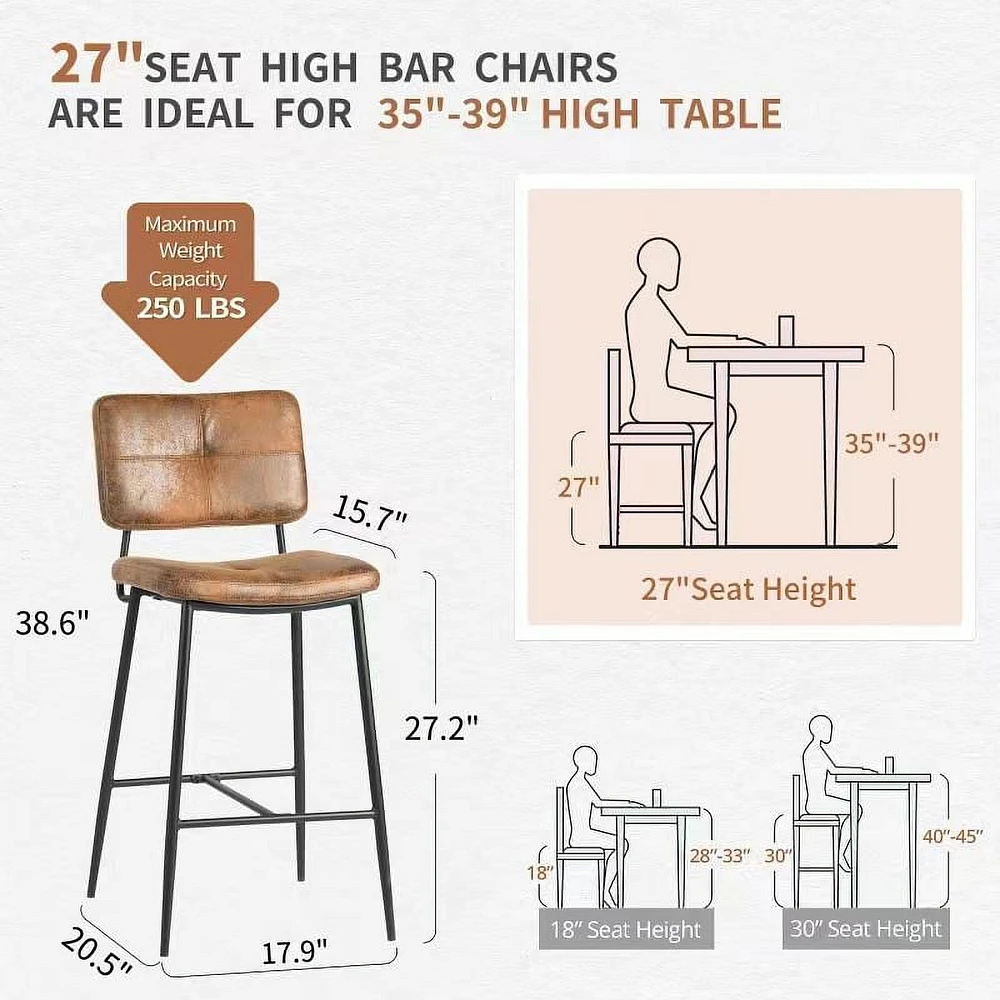 Homycasa Lot de 2 tabourets de bar – Tabourets de comptoir de 27 pouces pour îlot de cuisine