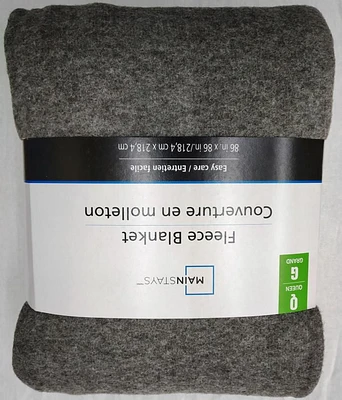 MAINSTAYS SOLID FLEECE BLANKET QUEEN GREY