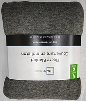 MAINSTAYS SOLID FLEECE BLANKET QUEEN GREY