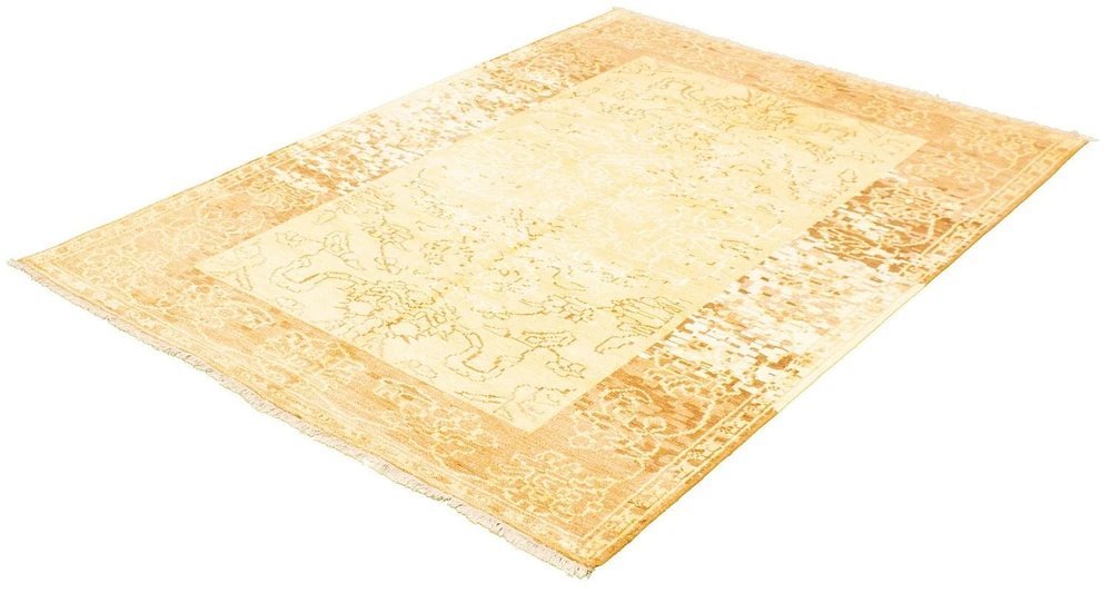 ECARPETGALLERY Tapis Noué à la Main pour Salon, Salle à Manger et Chambre à Coucher Transitionnel Collection Jules Oushak 7'0" x 9'9" en Jaune