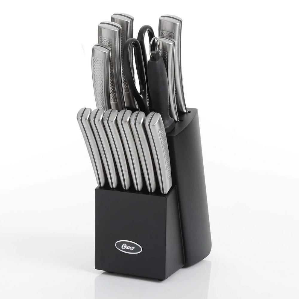 Oster Wellisford 14 Piece Cutlery Set W/Black Block - Textured Handle
