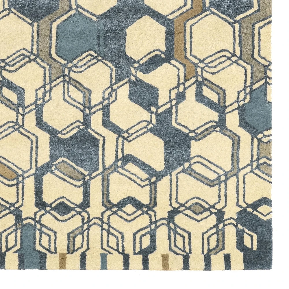 Tapis en Laine Aspire Triangle ivoire et gris de 8 pi x 11 pi