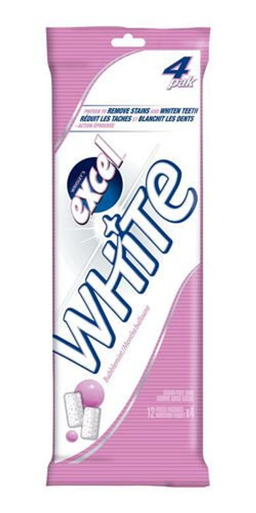 Excel White Bubblemint Sugar-Free Chewing Gum, 12 Pellets, Pack of 4