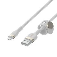 Belkin BoostCharge Pro Flex Braided USB A to Lightning Cable 2M/6.6FT - MFi Certified 20W Power Delivery iPhone Charger Cord - Apple Charger USB A Cable - Fast Charging - iPhone 14, iPhone 13 - White