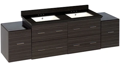 American Imaginations 76-in. W Wall Mount Dawn Grey Vanity Set For 3H4-in. Drilling Black Galaxy Top Biscuit UM Sink AI-19028