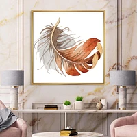 Designart Plume d'Oiseau Ethnique Orange ART MURAL À CADRE FLOTTÉ