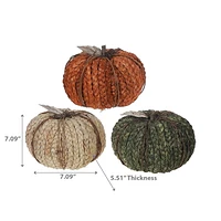 Citrouille En Mousse Tressée - Lot De 3
