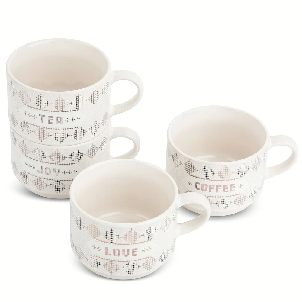 Thyme & Table Ensemble de 4 tasses à café empilables Bistro, 11 fl oz tasses à café
