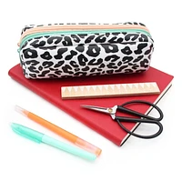 Pen+Gear Pochette de crayons à 2 fermetures à glissière imprimé léopard