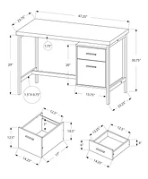 Monarch Specialties Computer Desk, Home Office, Laptop, Left, Right Set-up, Storage Drawers, 48"l, Work, Metal, Laminate, Black, Grey, Contemporary, Modern