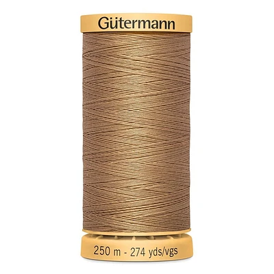 GÜTERMANN Cotton 50wt Thread, 250m, Black, Strong & Lustrous for Sewing, 250 m / 273 yds