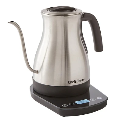 Chef’s Choice 1200W Bouilloire à col de cygne électrique, numérique, 1 litre, acier inoxydable brossé