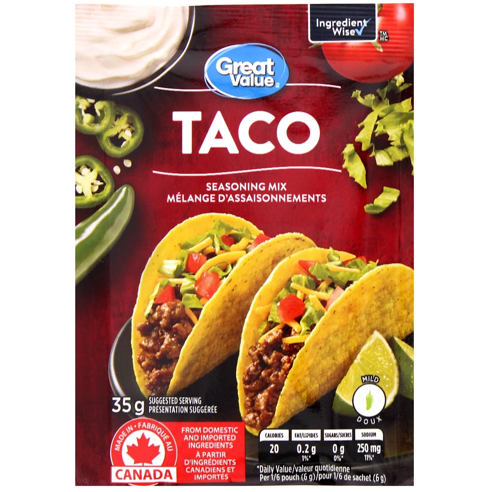 Great Value Taco Seasoning Mix, 35 g