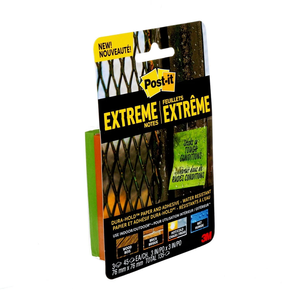 Feuillets Extrêmes Post-it®, EXT33-3TRYMX-C, 76 x 76 mm (3 x 3 po), 3 par paquet