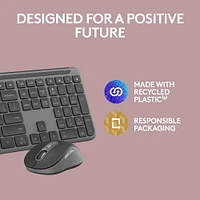 Logitech MK955 Signature Slim ensemble clavier et souris sans fil, pour grandes mains, frappe et clics discrets - Noir
