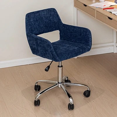 Homycasa Chaise de bureau moderne – Chaise de travail ergonomique pivotante en tissu avec fonction de hauteur réglable, revêtement en velours