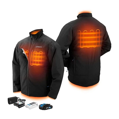 HART 20-Volt Men's Heated Medium-Duty Jacket Kit With Battery, Black, M-XL