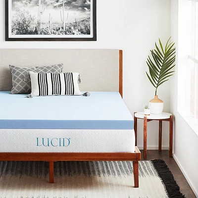 Sur-matelas en mousse à mémoire de forme Lucid de 3 pouces, infusé de gel