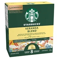 Starbucks VERANDA BLEND pour NESPRESSO VERTUO, café de torréfaction blonde, notes douces et veloutés, capsules recyclables grâce au système de recyclage de NESPRESSO 100 g