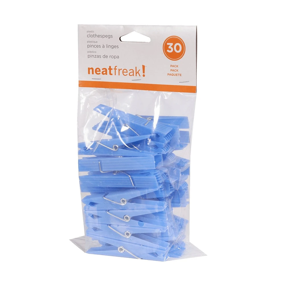 30 Épingles à linge en plastique de neatfreak! Bleu