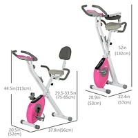 Soozier 42.9" Foldable Exercise Bike w/  7 Level Adjustable Seat Height, Pink
