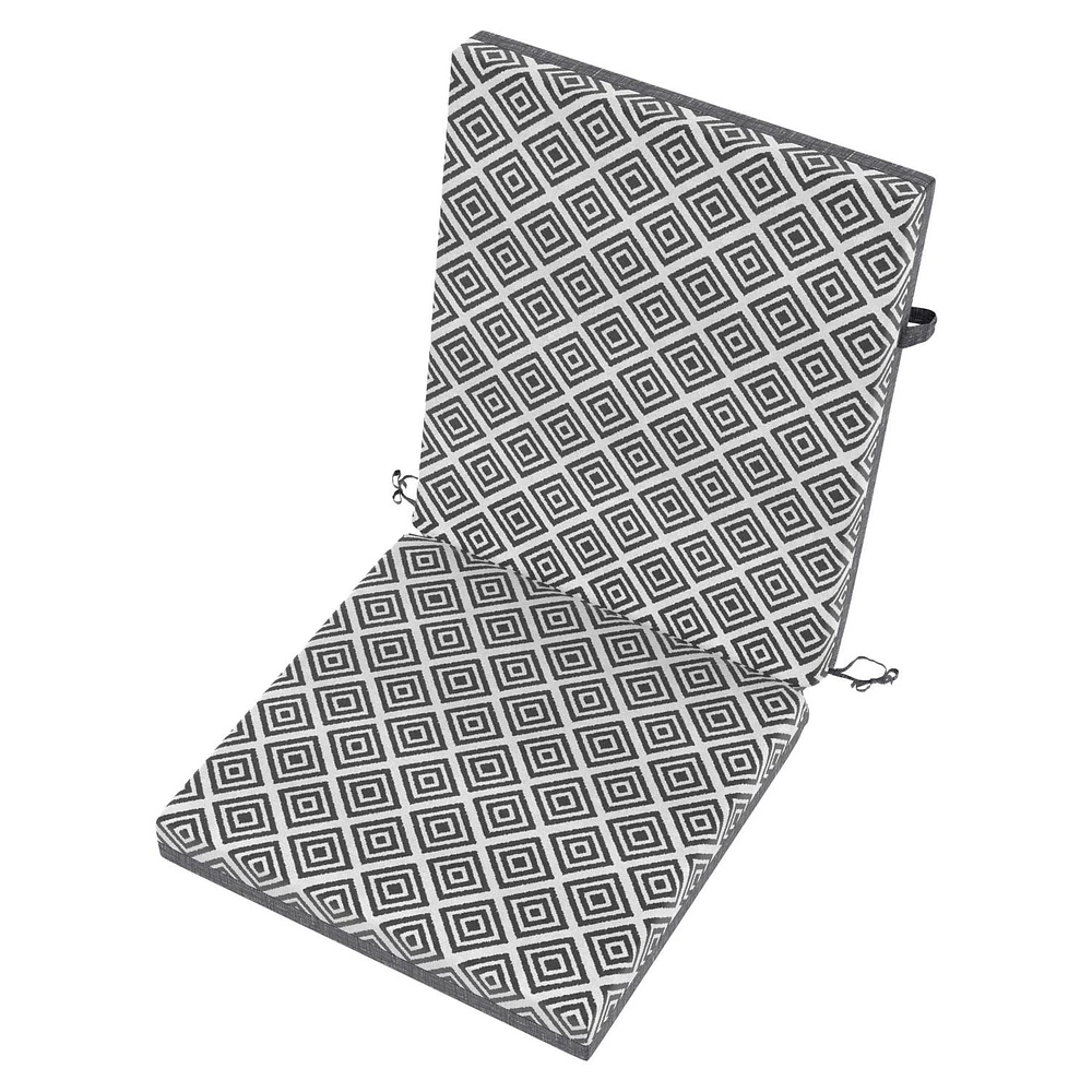 Coussin de siège pour patio à dossier haut Géo noir Mainstays 111,8 cm x 48,3 cm x 6,4 cm Réversible