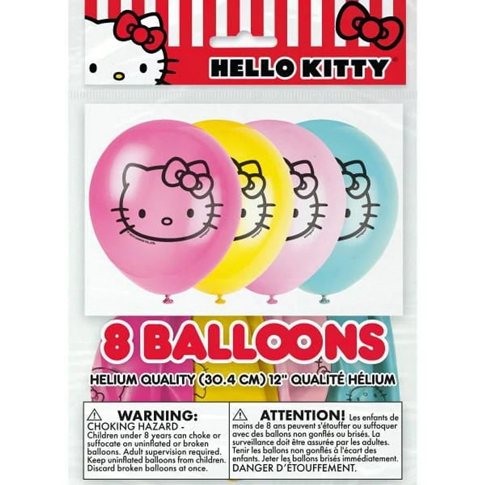 Ballons en latex assortis Hello Kitty de 12 po, 8 ct 4 couleurs, qualité hélium