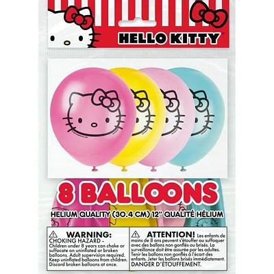 Hello Kitty Assorted 12" Latex Balloons, 8ct, 4 colors, helium quality