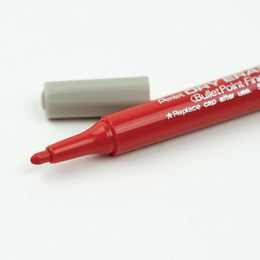 Pentel WhiteBoard Dry Erase Marker, 3.0mm Bullet Point, Red Ink, Box of 12