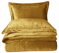 Swift Home Solid Crushed Velvet Duvet Cover Set