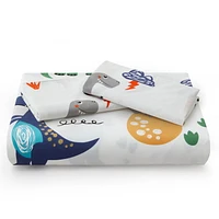 Literie Marina Décoration pour enfants, garçons et tout-petits, en percale de coton doux 600 fils, avec attache d'angle et fermeture à glissière, motif dinosaures et zoo