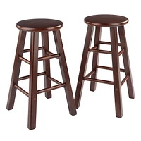 Table ilot Lynnwood à abattant avec 2 tabourets à pieds carrés en noyer