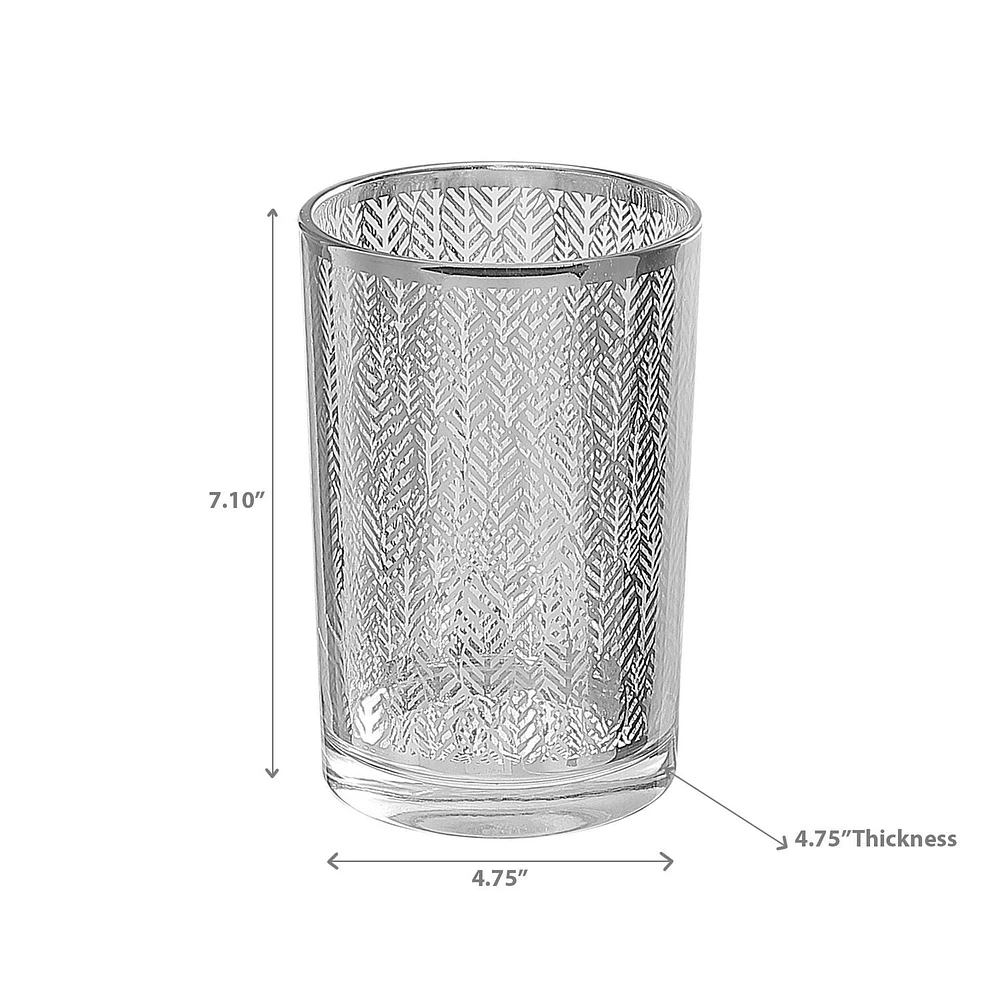 Glass Candle Holder Silver Leaf