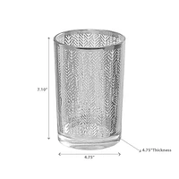 Glass Candle Holder Silver Leaf