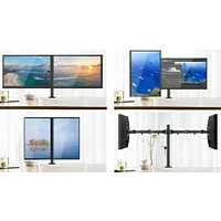 Techly Support de bureau à double moniteur à mouvement complet de 13" à 27" Inclinaison +/-90° Capacité de charge jusqu'à 10 kg x 2 VESA jusqu'à 100x100 mm, Noir