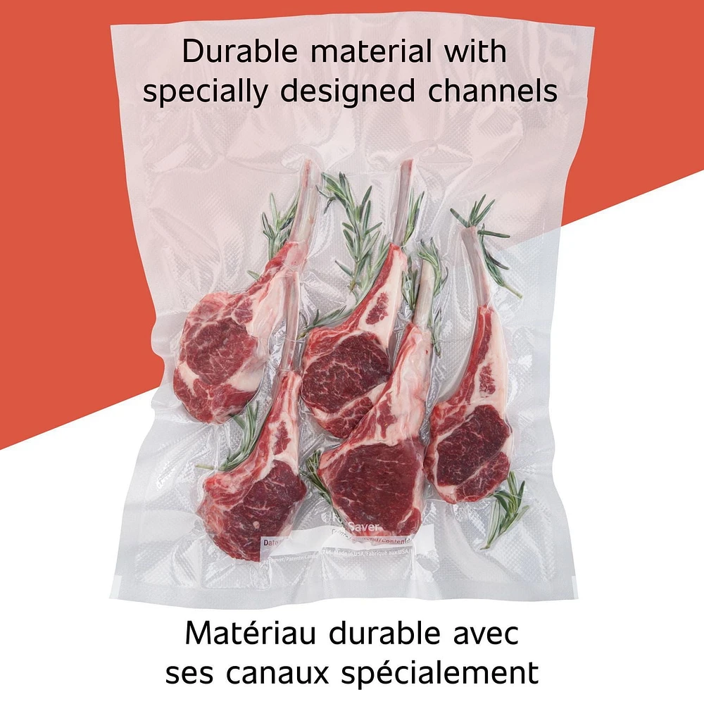 FoodSaver 11" x 16' Vacuum Seal Rolls for Custom Fit Airtight Food Storage and Sous Vide, 4 Pack