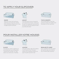 SmartFit Housse de causeuse extensible imperméable avec tissu texturé performant, housse de meuble 1 pièce, lin Housse en tissu