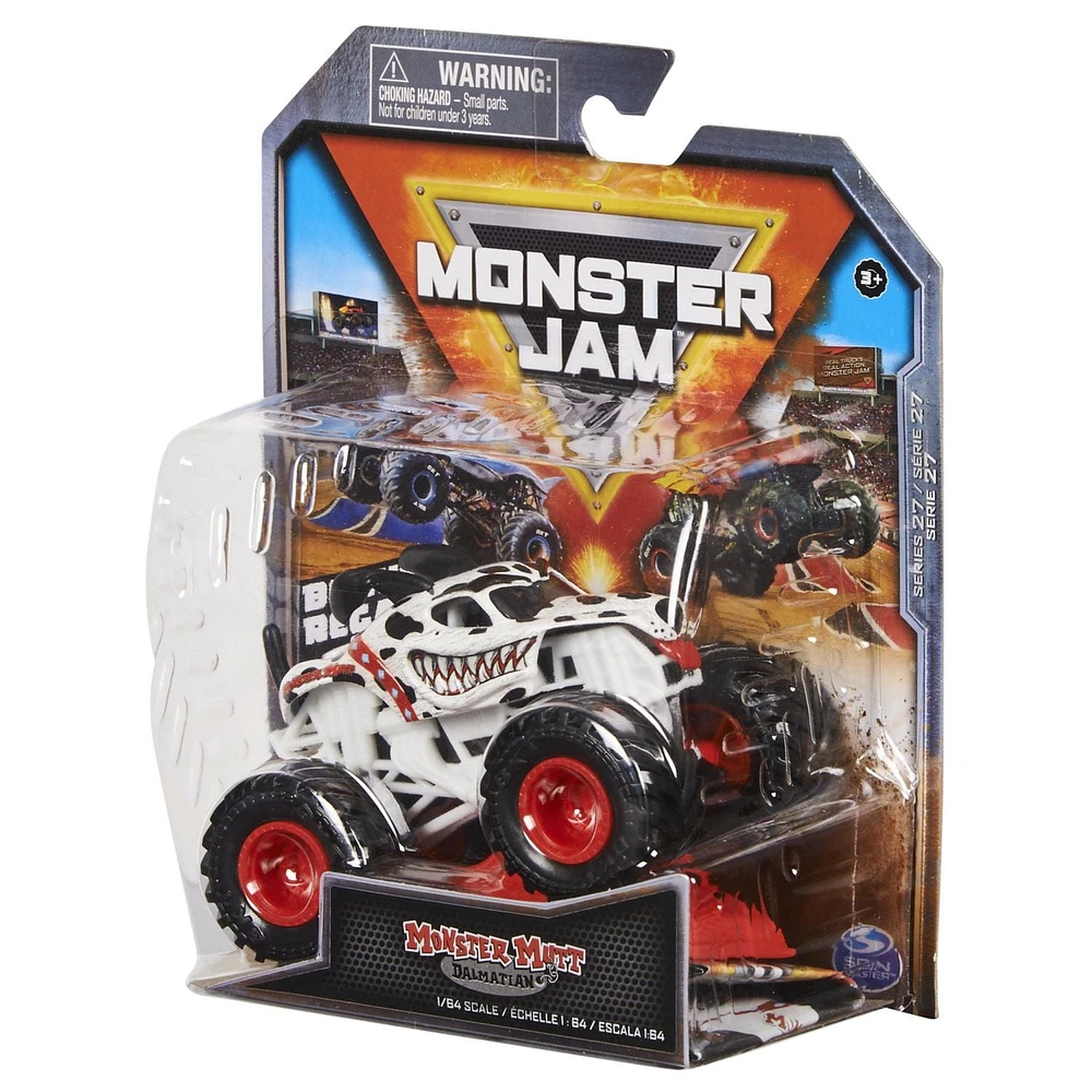Monster Jam, Monster truck Monster Mutt Dalmatian officiel, véhicule en métal moulé, échelle 1:64