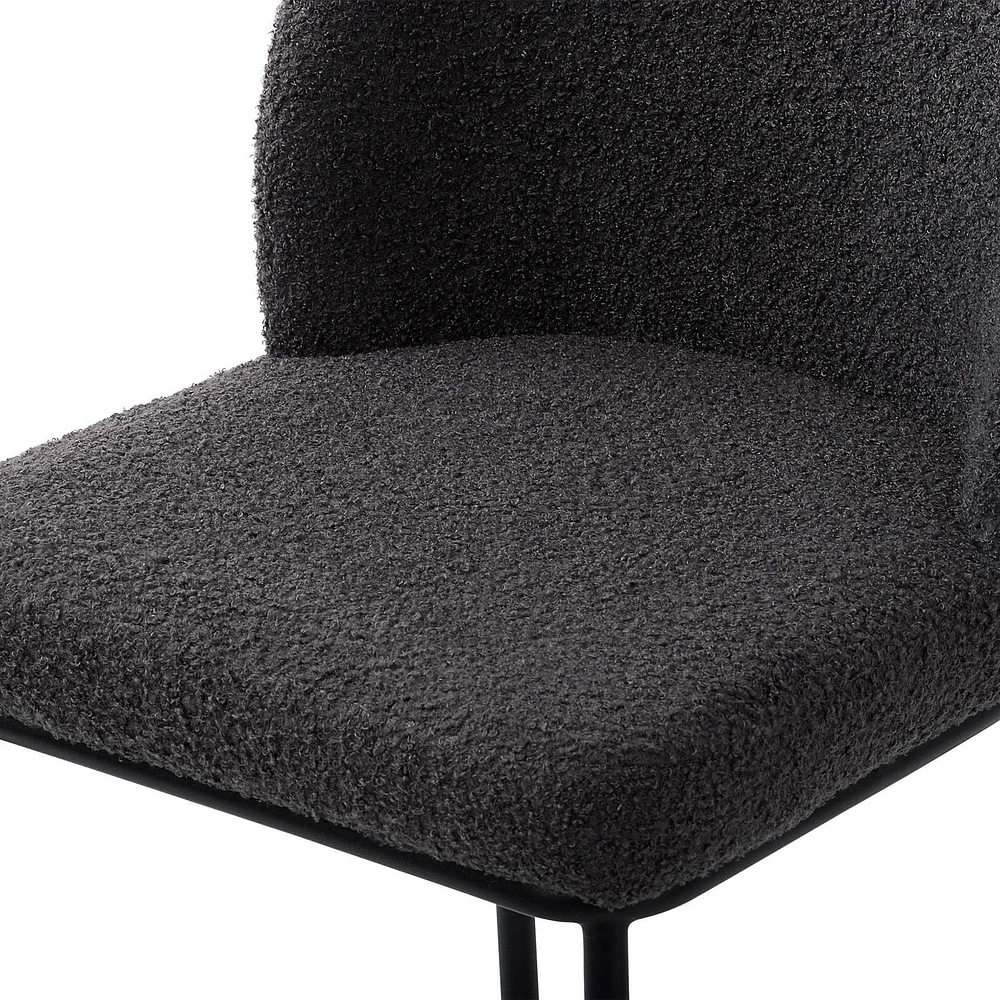 Ensemble de 2 tabourets de bar modernes rembourrés en tissu bouclé de luxe Addison de CorLiving - Tabourets de bar de 25,5 pouces à hauteur de comptoir pour îlot de cuisine - Tabourets modernes élégan