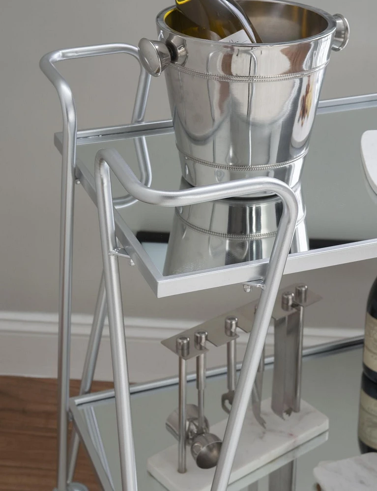 Putnam Silver Mid-Century Bar Cart