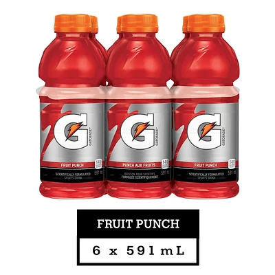 Gatorade Fruit Punch Sports Drink, 591mL Bottles, 6 Pack, 6x591mL