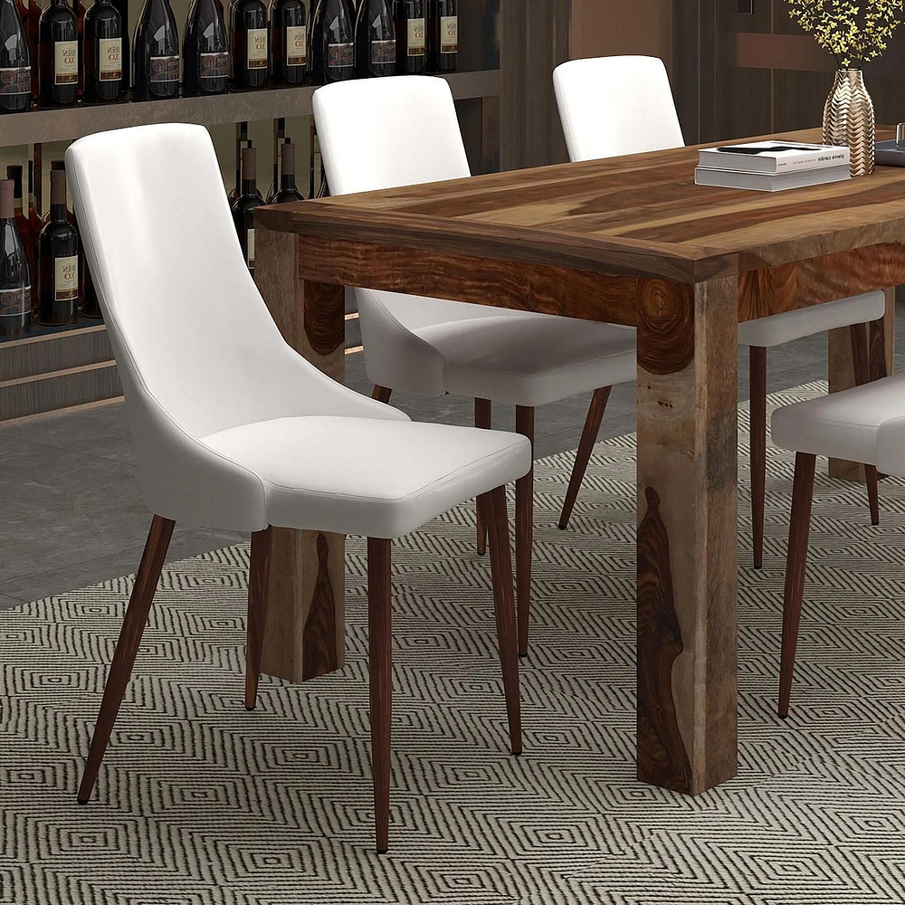 Chaise, Jeu de 2 en Similicuir et Métal - Blanc