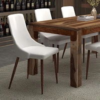 Chaise, Jeu de 2 en Similicuir et Métal - Blanc
