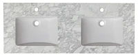 47,5 po. W 18,25 po D Quartz Top Avec Dosseret En Bianca Carara Couleur Pour Robinet 1 Trou - Blanc UM Évier AI-19313