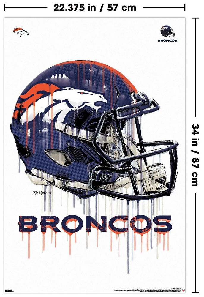 NFL Denver Broncos - Drip Helmet 20 Wall Poster, 22.375" x 34"