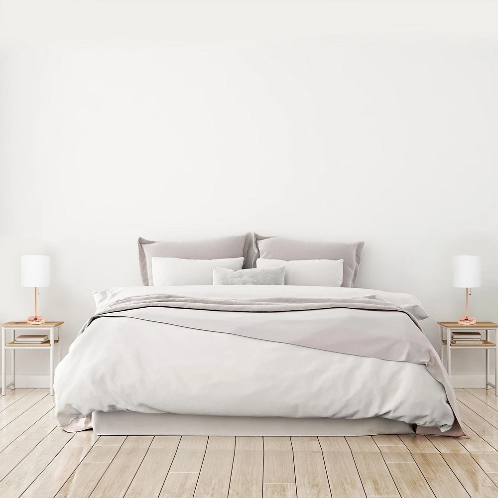 LimeLights Lampe bâton en or rose avec prise de charge et abat-jour en tissu, lot de 2
