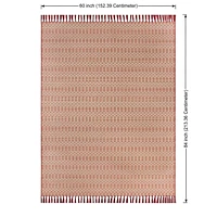 Better Homes & Gardens Woven Geo 5’x7’ Outdoor Rug - Polypropylene/Polyester - Terra Cotta, 5' x 7', fade resistant